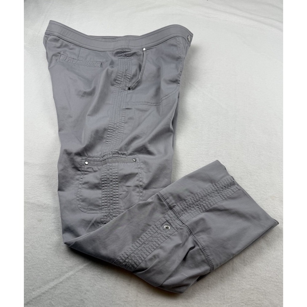 Chico's 1 Women's M 8 Gray Roll Tab Pants Pull On Cargo Cotton Stretch